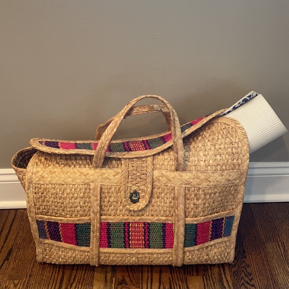 Natural straw weekender bag - Picture 9 of 13